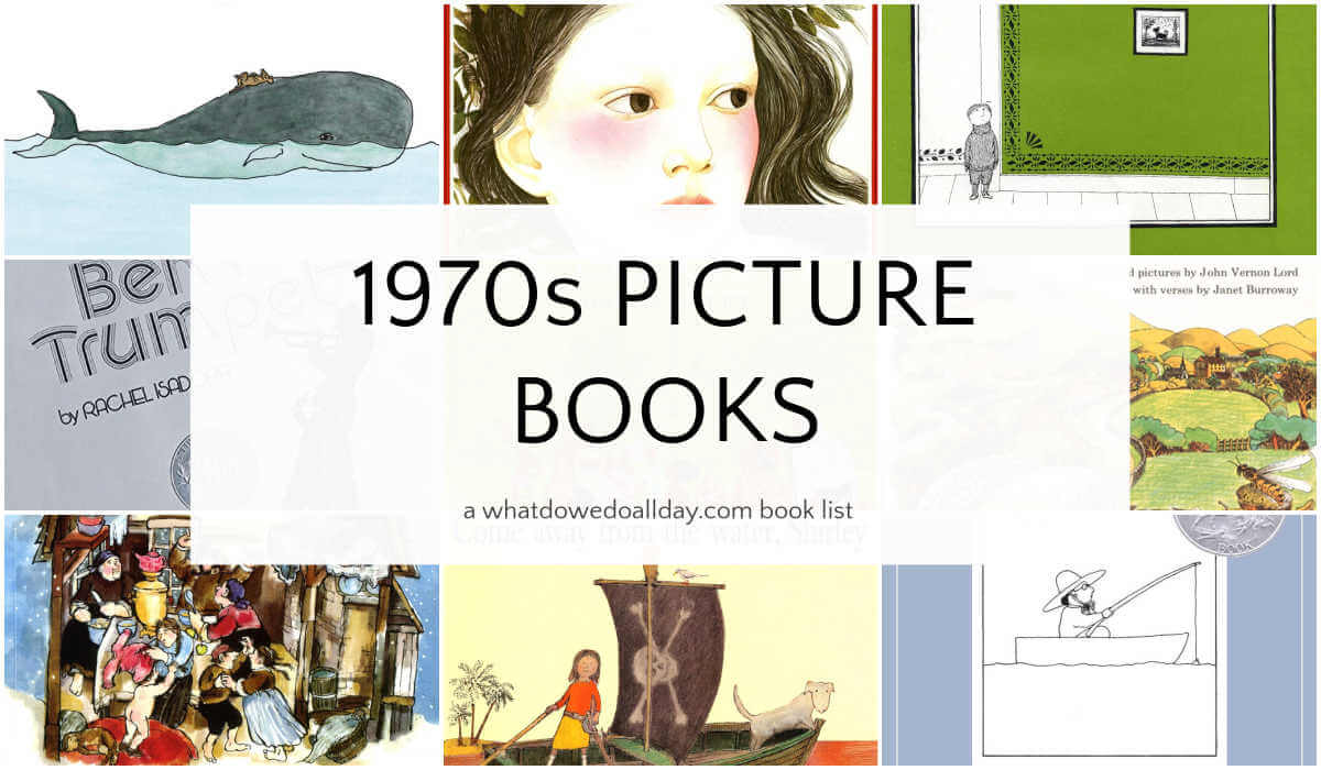 Collage of children's books with text overlay, 1970s Picture Books