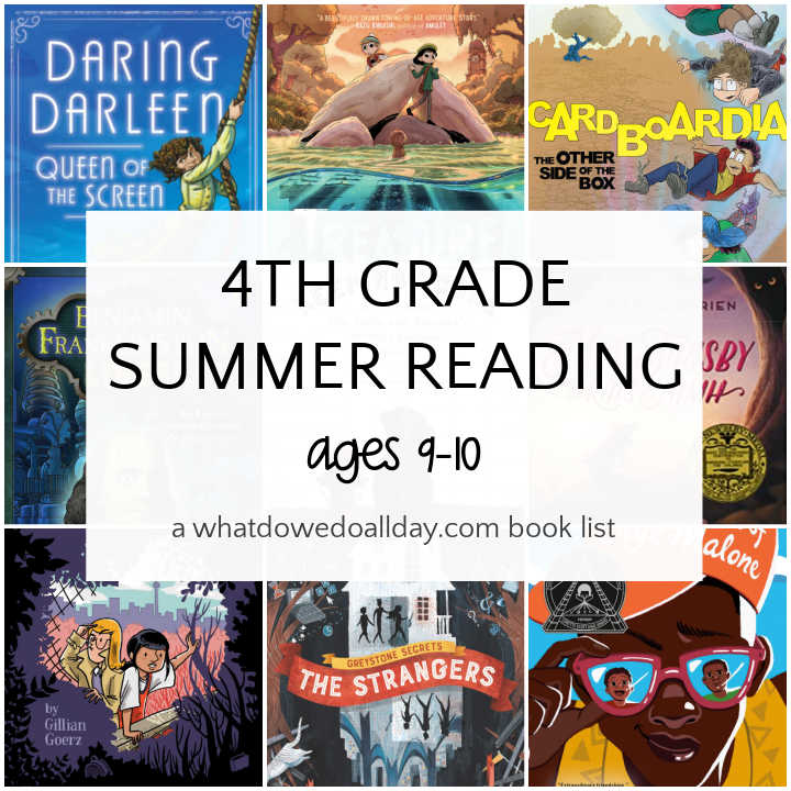 Collage of 4th grade summer reading list book covers