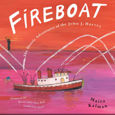 fireboat book cover showing boat in nyc harbor