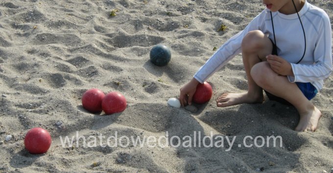 Bocce at the beach is an outdoor family game