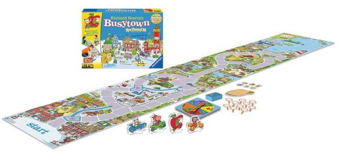 Busytown game for prechoolers box and long game board with pieces and spinner