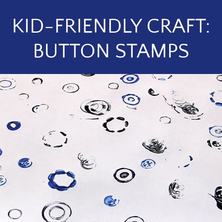 White paper with button stamp impressions in blue and black ink