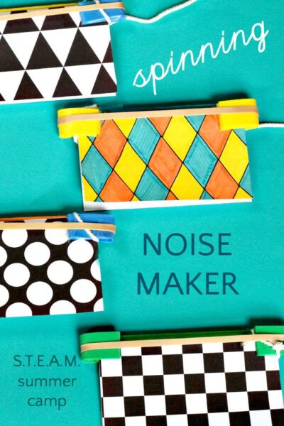 Science experiment for kids. How to make a spinning noise maker. 