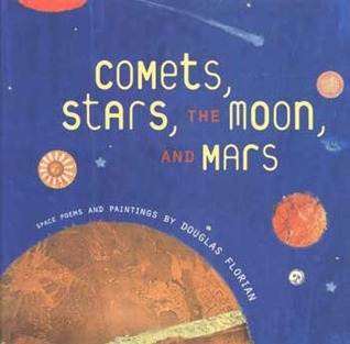 Comets stars the moon and mars space poetry book cover showing illustration of solar system