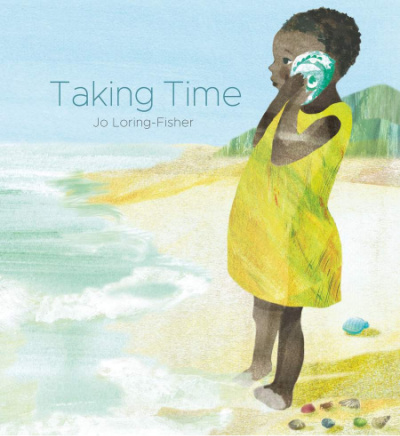 taking time book cover showing girl on the beach with shell
