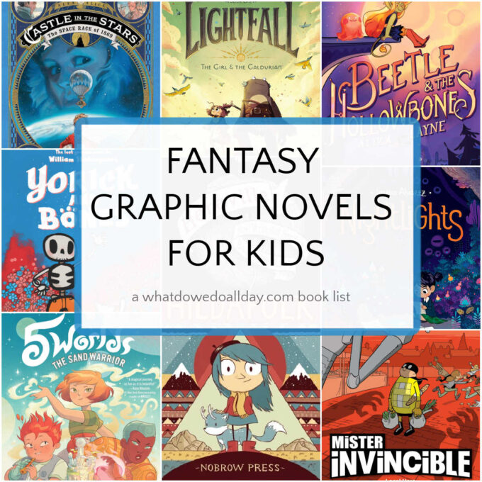 collage of fantasy graphic novels for kids