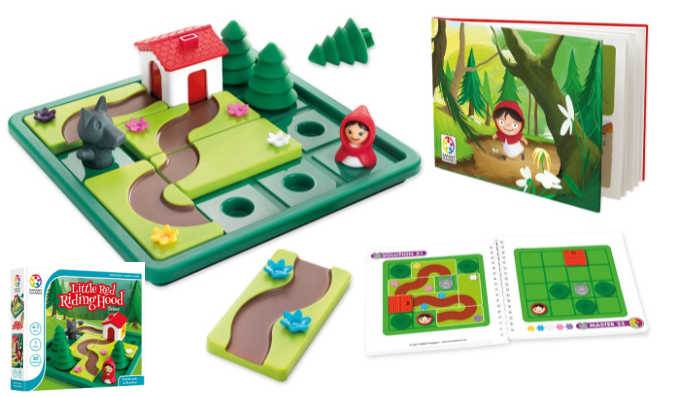 Little Red Riding Hood logic game showing plastic game board, cards, box and booklet