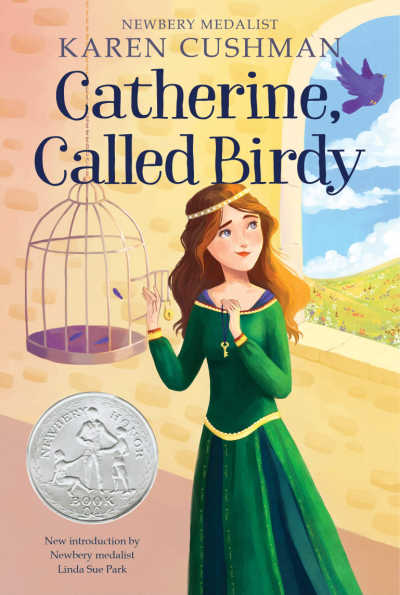 Catherine Called Birdy showing medieval girl with birdcage