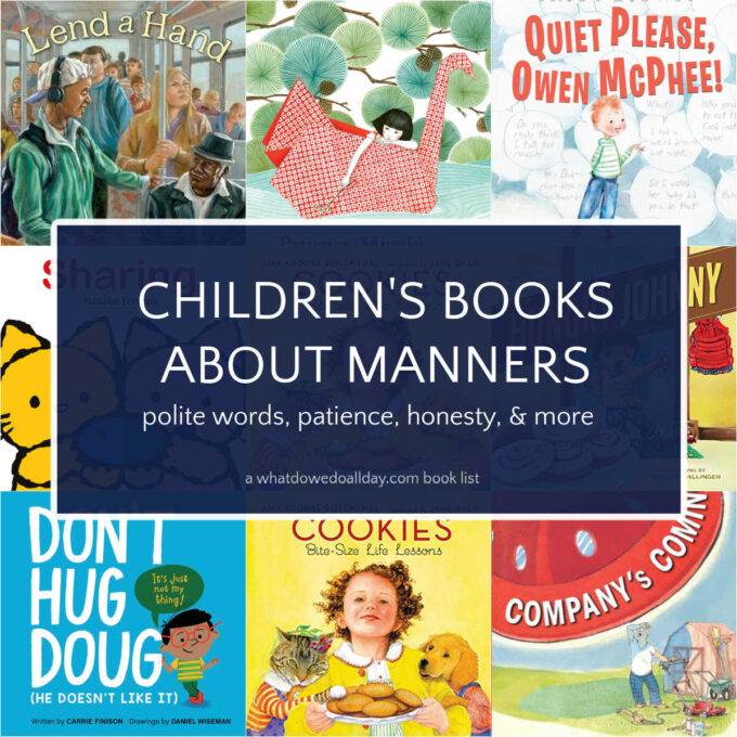 Collage of book covers for children's picture books about manners