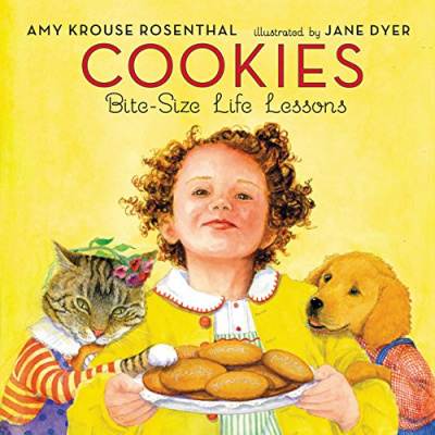 Cookies bite sized life lessons yellow book cover with girl, cat and dog