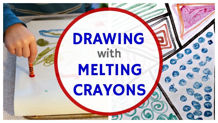 Drawing with melted crayon art project for kids.