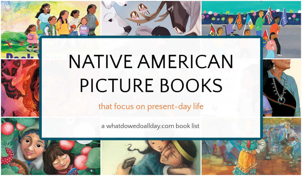 Collage of picture books featuring Native American authors and illustrators.