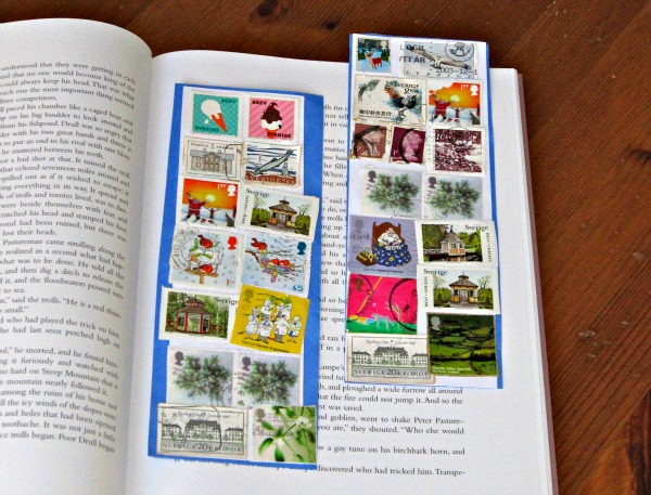 Easy Kid Craft: postage stamp bookmarks