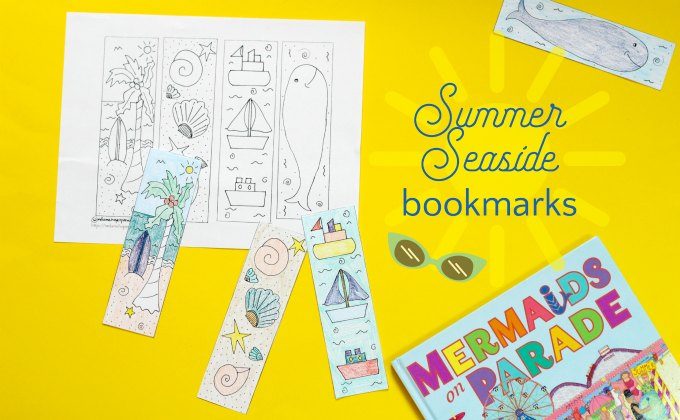 Summer seaside bookmarks to print out and color