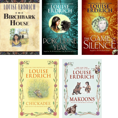 book covers for 5 books in the birchbark house series