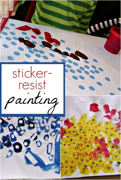 Use stickers to explore a resist painting technique with kids