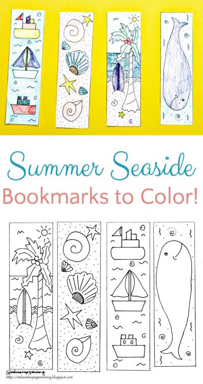 Printable seaside themed bookmarks perfect for summer reading.