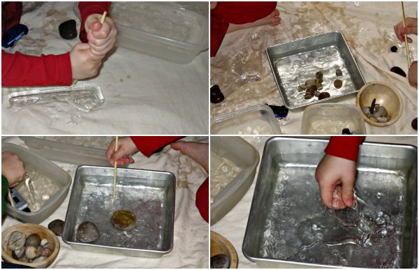 Indoor winter activity for kids - play with ice inside