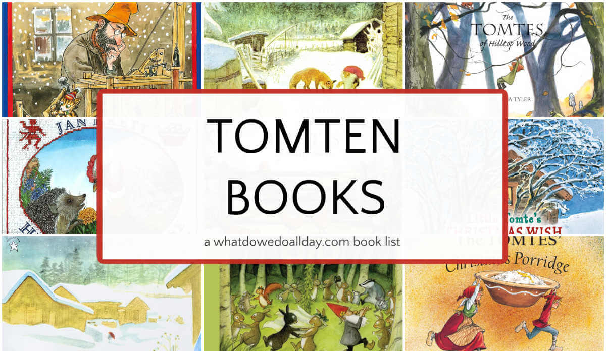 Collage of children's picture books with text overlay, Tomten Books.