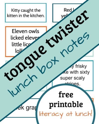 Tongue twisters help with phonemic awareness. A silly way to include literacy at lunchtime!