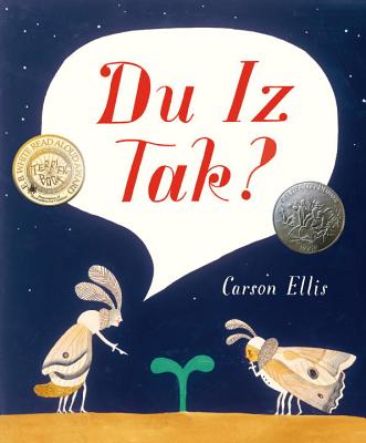 du iz tak picture books featuring two bugs speaking nonsense over a sprout